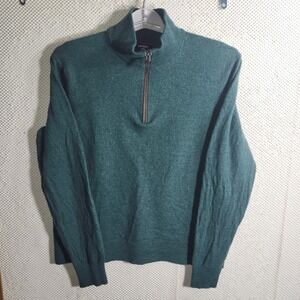 UNTUCKit Men's Belguardo Quarter Zip Merino Wool Sweater Green Large